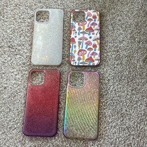 Lightly used set of 4: apple iPhone 13 Pro Max cases Kate spade onn mushrooms